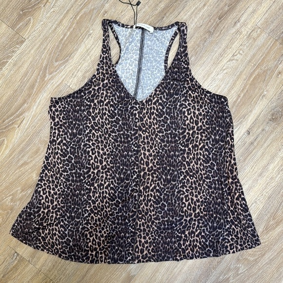 Mustard Seed Leopard Print Racerback Tank Top.  Sz M - Picture 2 of 8
